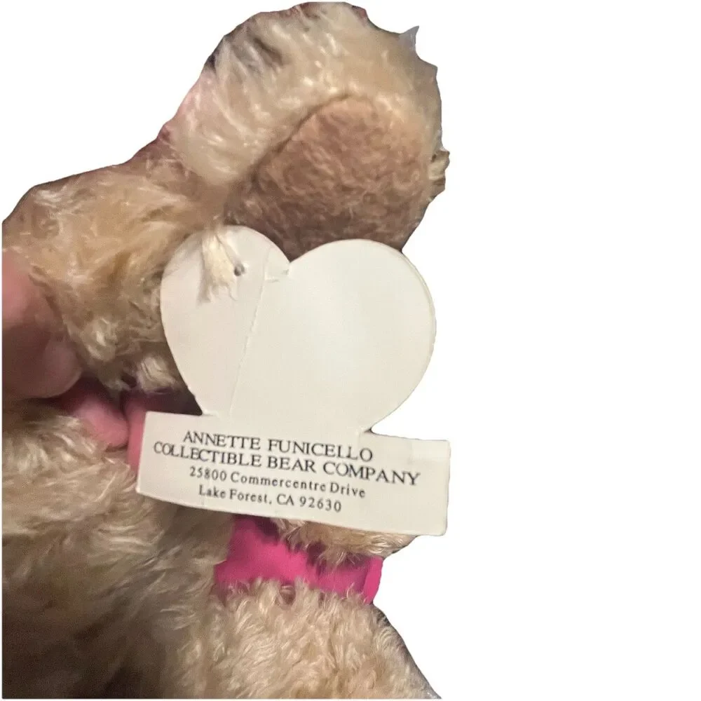 Vintage Annette Funicello Collectible Mohair Teddy Bear Jointed 13 Inch Tags Pin